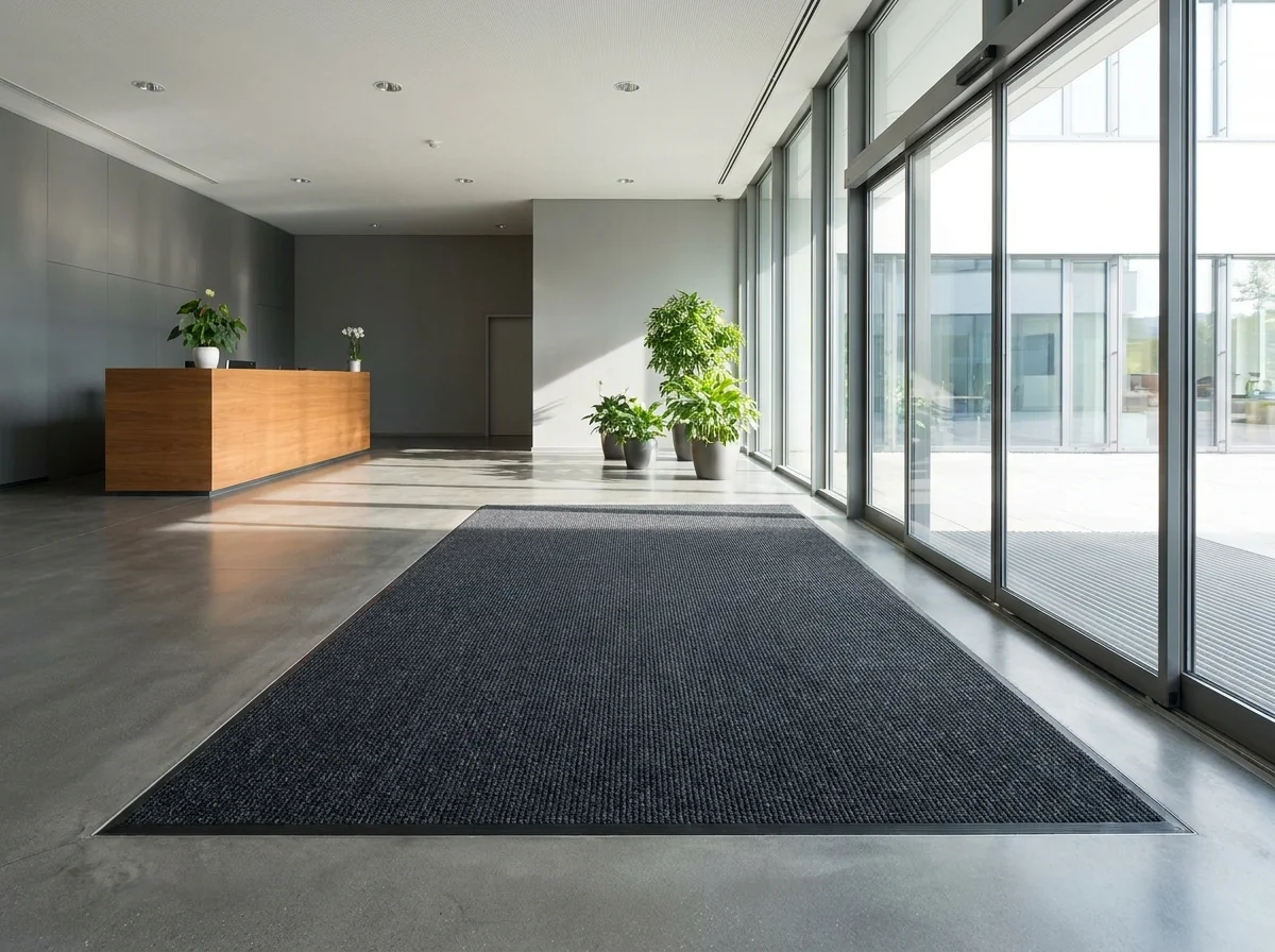 Schoonloopmat geplaatst in een bedrijfsentree