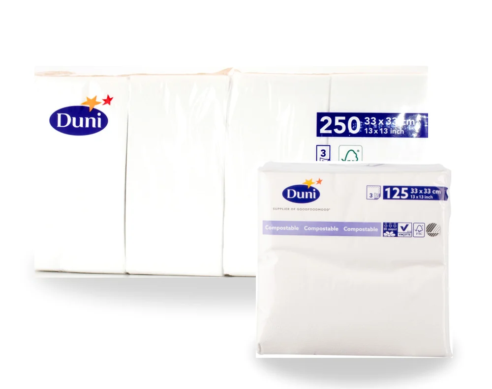 Duni servetten per doos — bulkverpakking met een pak van 125 ervoor